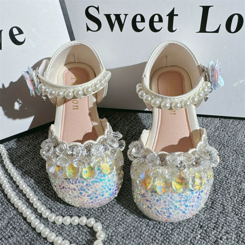 Kız Çocuk Rhinestone Kolye Fantezi Prenses Ayakkabıları