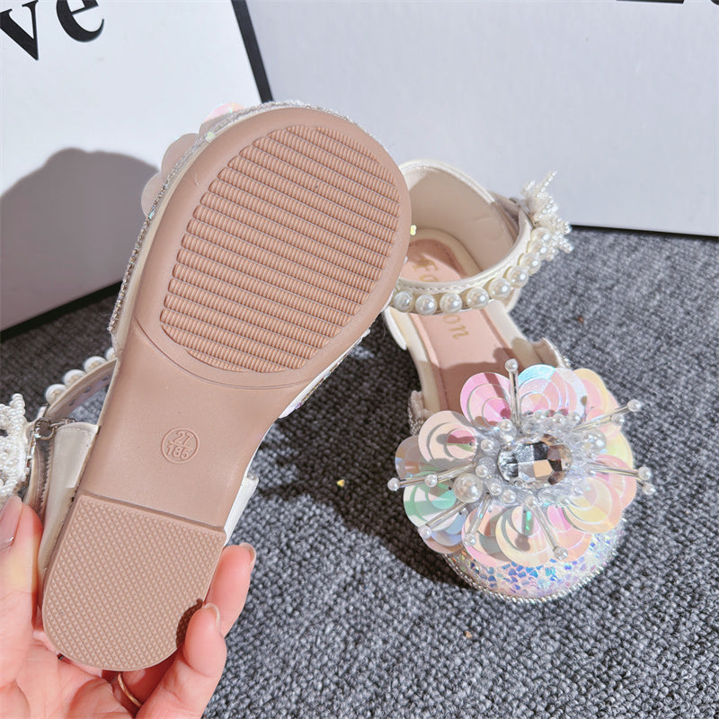 Kız Çocuk Yazlık Yeni Kristal Kelebek İnci Prenses Ayakkabıları