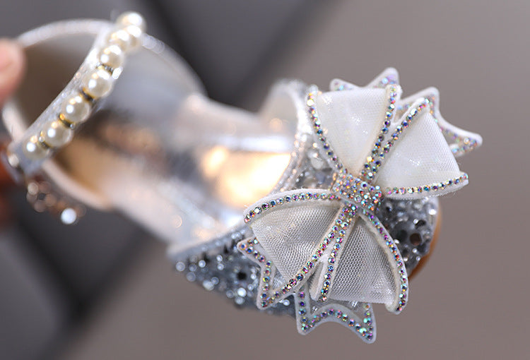 Çiçek Kız Fiyonklu Dans Performans Sandaletleri