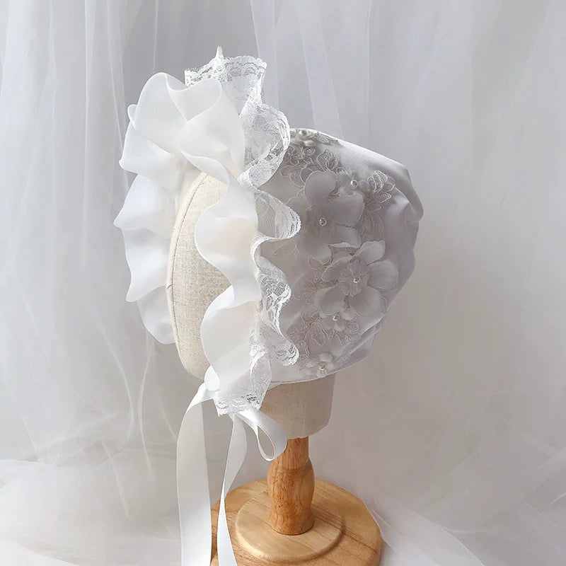 Bebek Beyaz Güneş Şapkası Prenses Kız Bebek Doğum Günü Şapkası