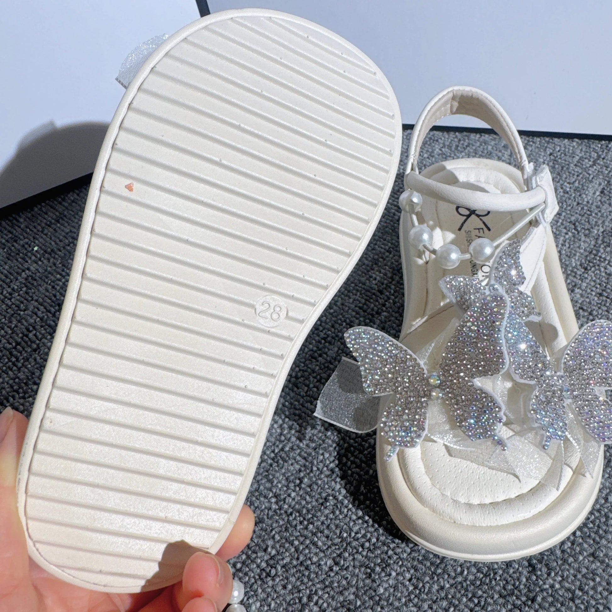 Kızlar Kelebek Payetler Sandalet Yaz İnci Fiyonk Prenses Ayakkabıları