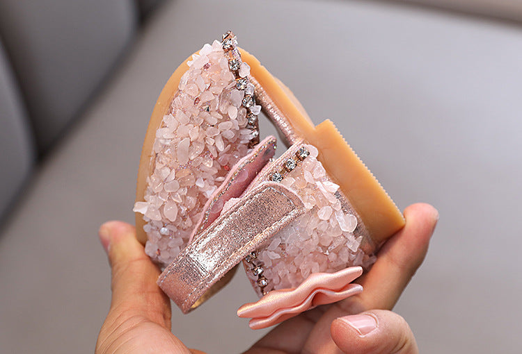 Kız Bebek Yaz Fiyonklu İnci Prenses Sandalet Plaj Ayakkabısı