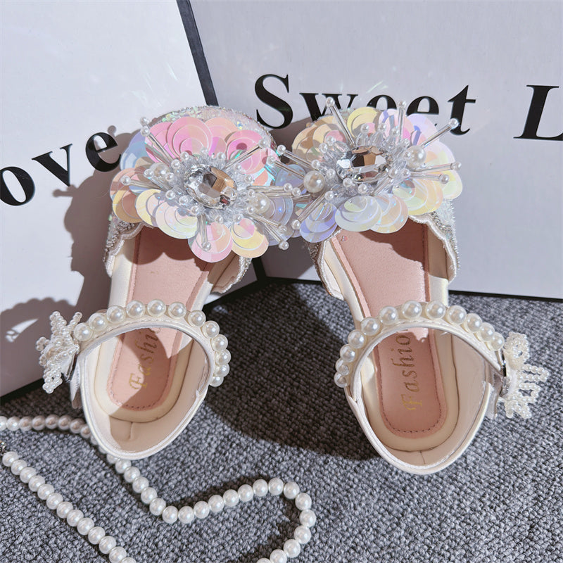 Kız Çocuk Yazlık Yeni Kristal Kelebek İnci Prenses Ayakkabıları