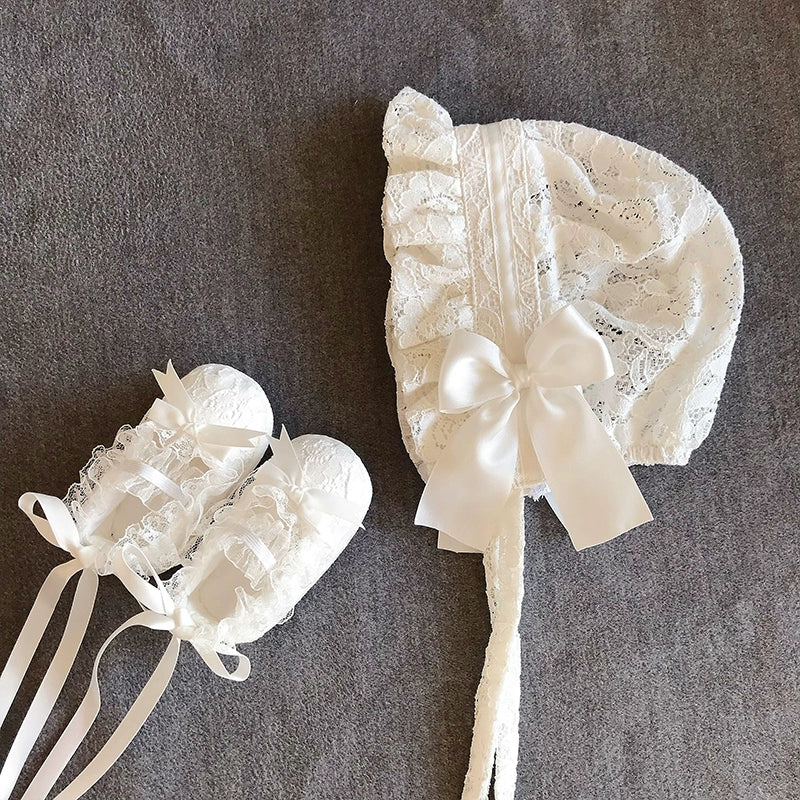 Kız Bebek Prenses Şapka Bebek Dantel Ayakkabı ve Şapka Seti