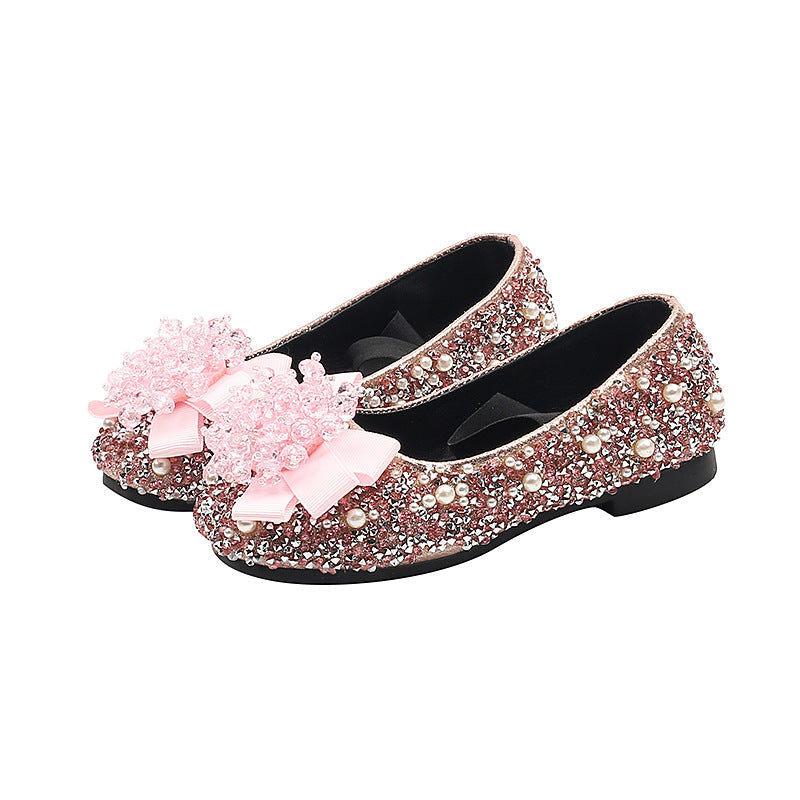 Kız Doğum Günü Prenses Ayakkabı Çocuk Çiçek Rhinestone Ayakkabı