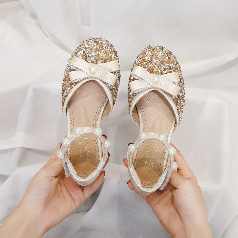 Kız Çocuk Fiyonk Payet Boncuk Prenses Ayakkabı