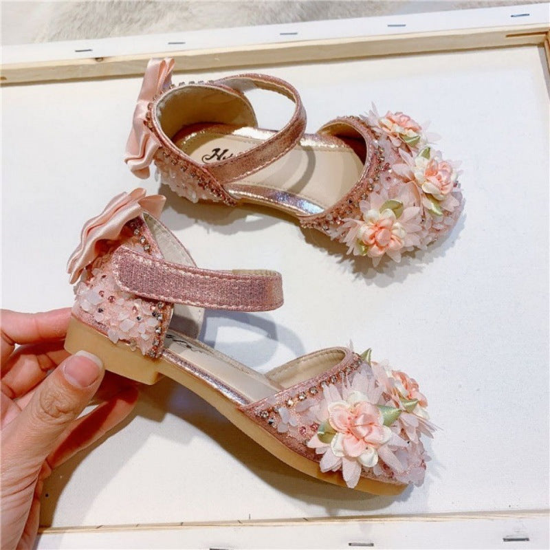 Yazlık Kız Çocuk Çiçekli Plaj Sandaleti