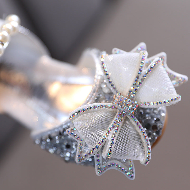 Çiçek Kız Fiyonklu Dans Performans Sandaletleri