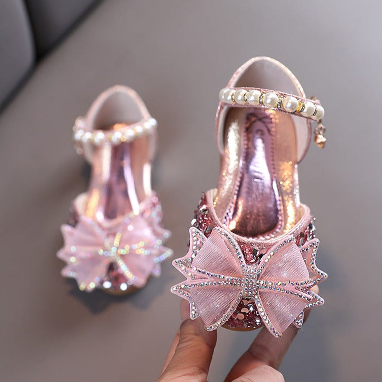 Çiçek Kız Fiyonklu Dans Performans Sandaletleri