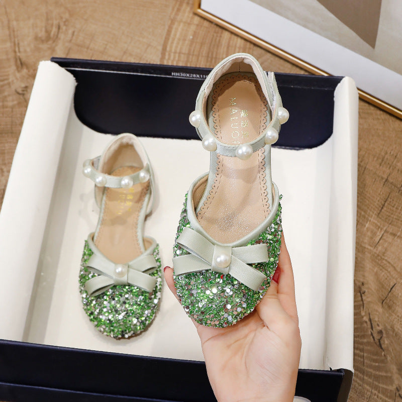 Kız Çocuk Fiyonk Payet Boncuk Prenses Ayakkabı