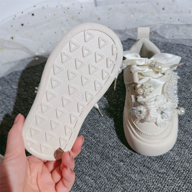 Lüks Kız Boncuk Çiçek Spor Ayakkabı Günlük Çocuk Prenses Ayakkabıları