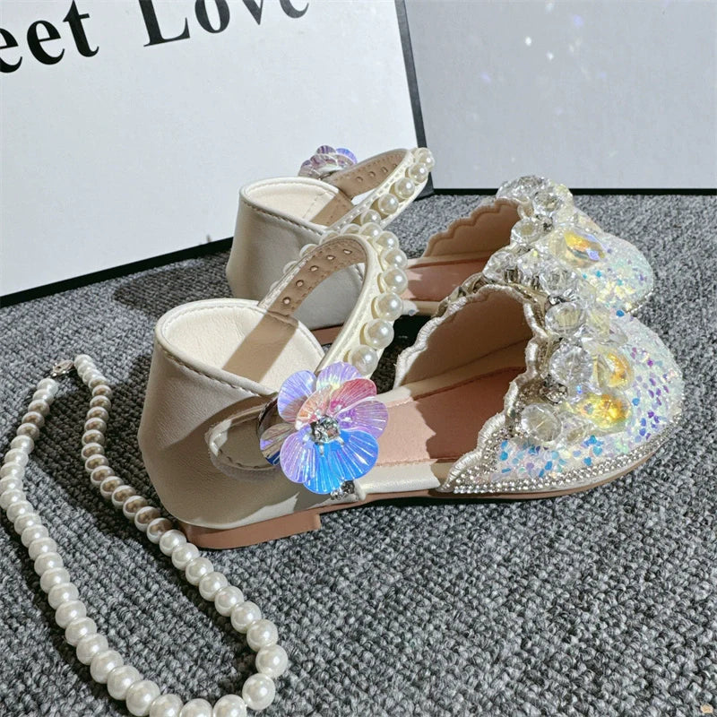 Kız Çocuk Rhinestone Kolye Fantezi Prenses Ayakkabıları