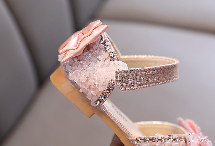 Kız Bebek Yaz Fiyonklu İnci Prenses Sandalet Plaj Ayakkabısı