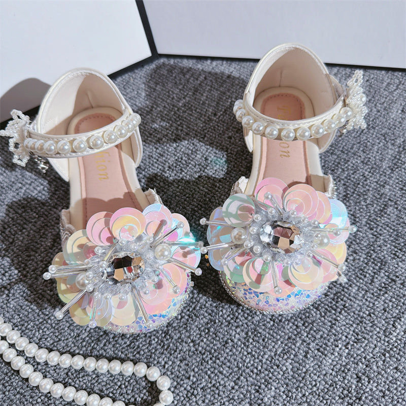 Kız Çocuk Yazlık Yeni Kristal Kelebek İnci Prenses Ayakkabıları