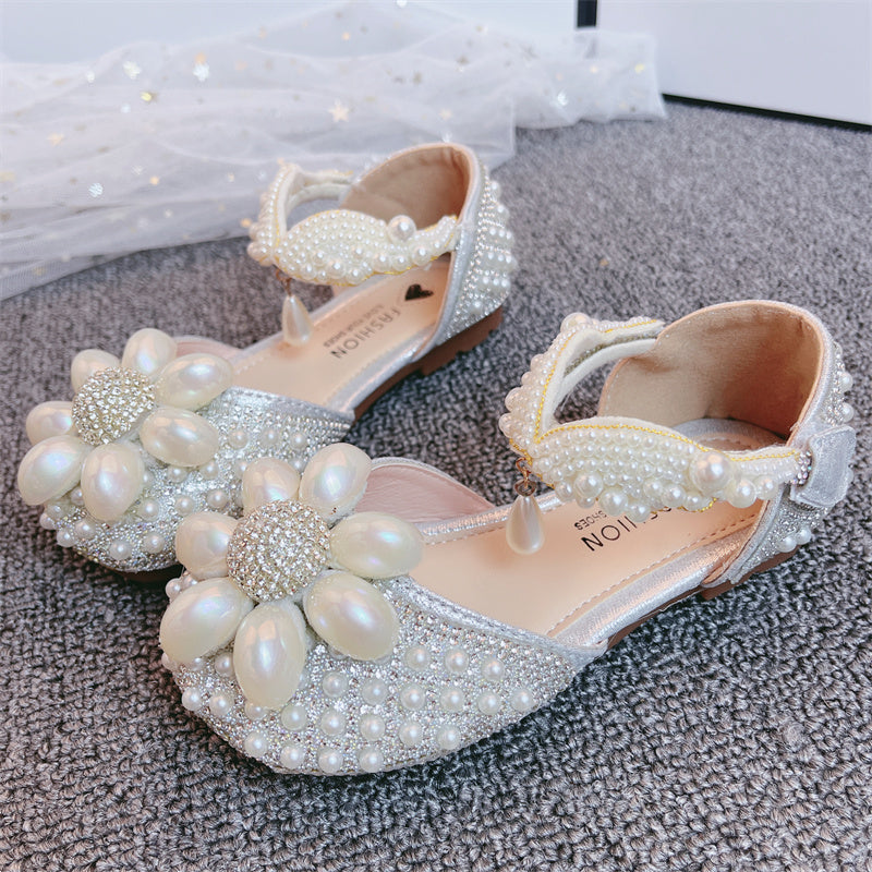 Yazlık Kız Elbise Ayakkabı Çocuk Boncuk Sevimli Prenses Sandalet