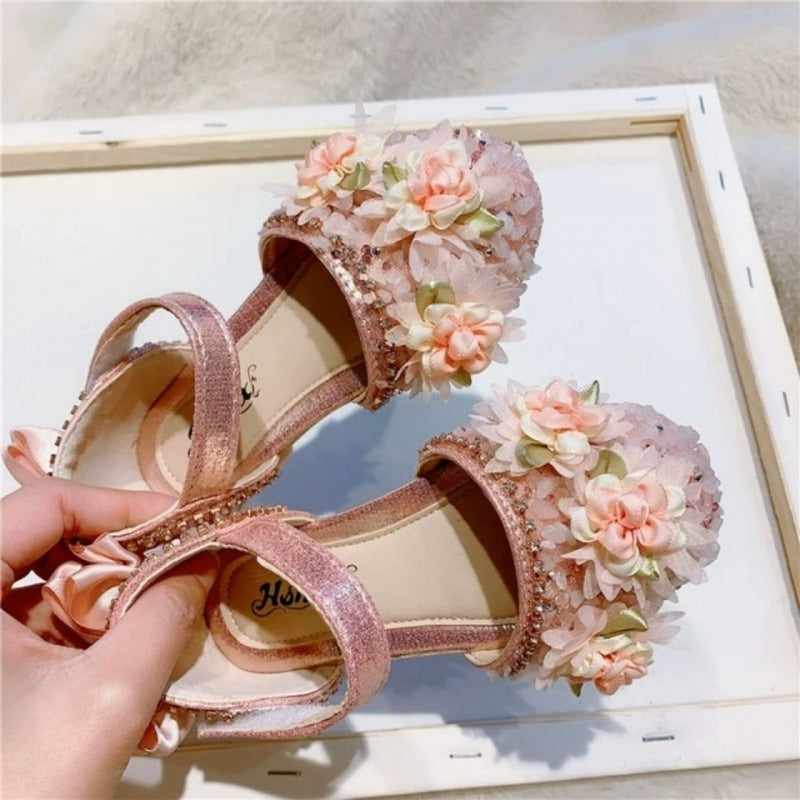 Yazlık Kız Çocuk Çiçekli Plaj Sandaleti