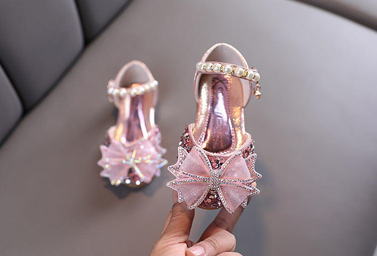 Çiçek Kız Fiyonklu Dans Performans Sandaletleri