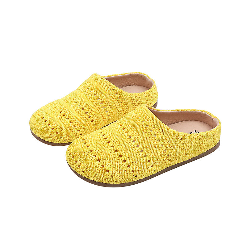 Kız Çocuk Dokuma Burunlu Yazlık Yeni Plaj Ayakkabısı Slip-on Sandalet