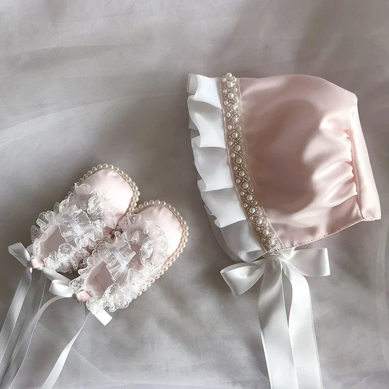 İnci Bebek Yumuşak Şapka Bebek Ayakkabı Seti