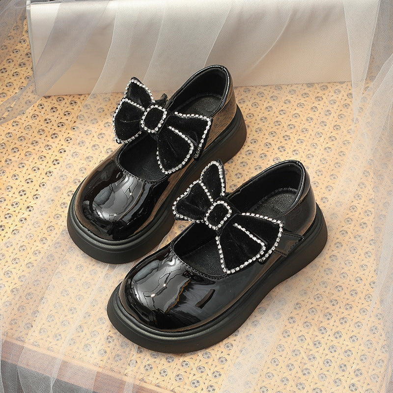 Kışlık Kız Bebek Deri Ayakkabı Fiyonklu Kırmızı Bot Prenses Ayakkabı