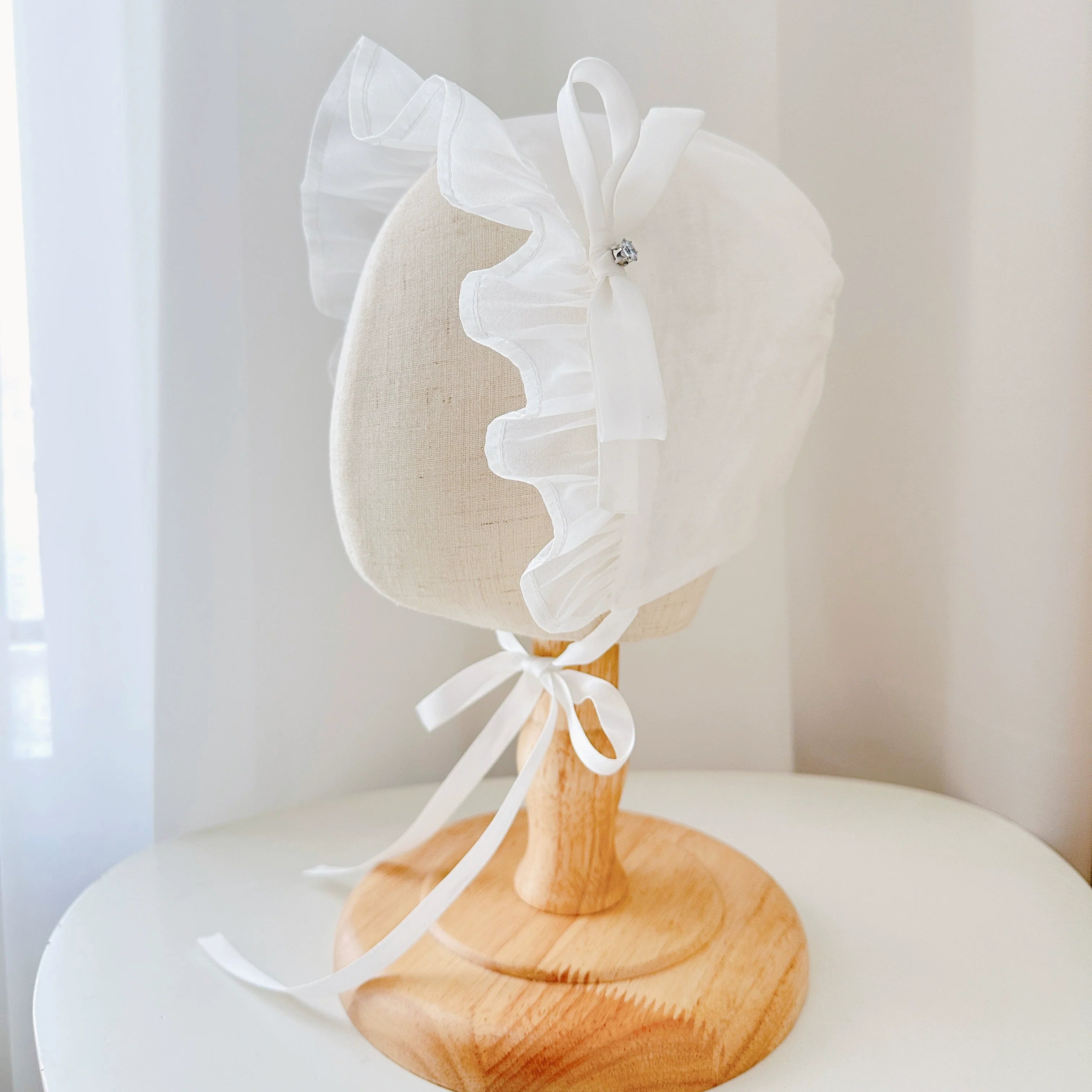 Sevimli Dantel Bebek Şapkası Kız Güneş Şapkası Nefes Alabilir Pamuk Bebek Bonesi