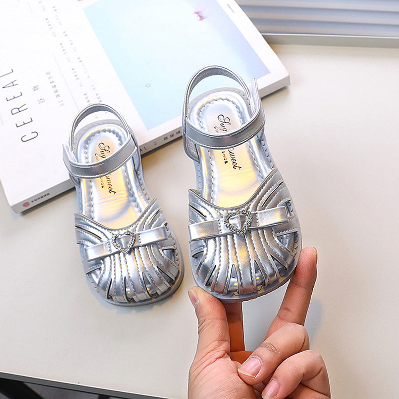 Fiyonklu Yumuşak Tabanlı Prenses Sandalet Çocuk Prenses Ayakkabıları