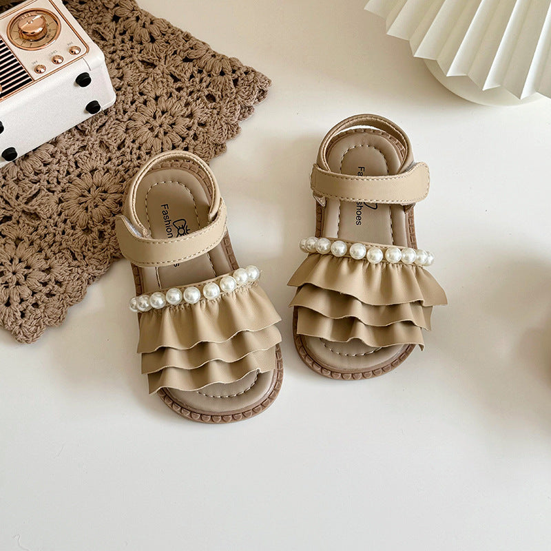 İnci Lotus Yaprağı Kız Prenses Ayakkabıları