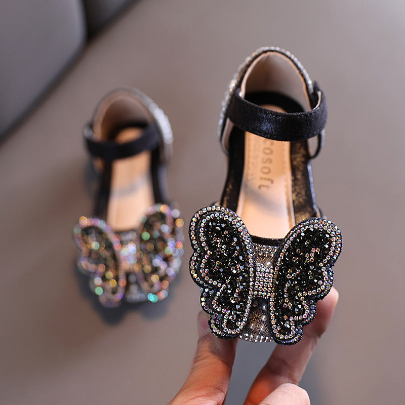 Kız Çocuk Kelebek Fiyonk Sevimli Payetler Prenses Ayakkabı