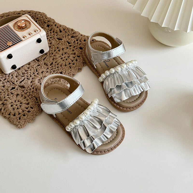 İnci Lotus Yaprağı Kız Prenses Ayakkabıları