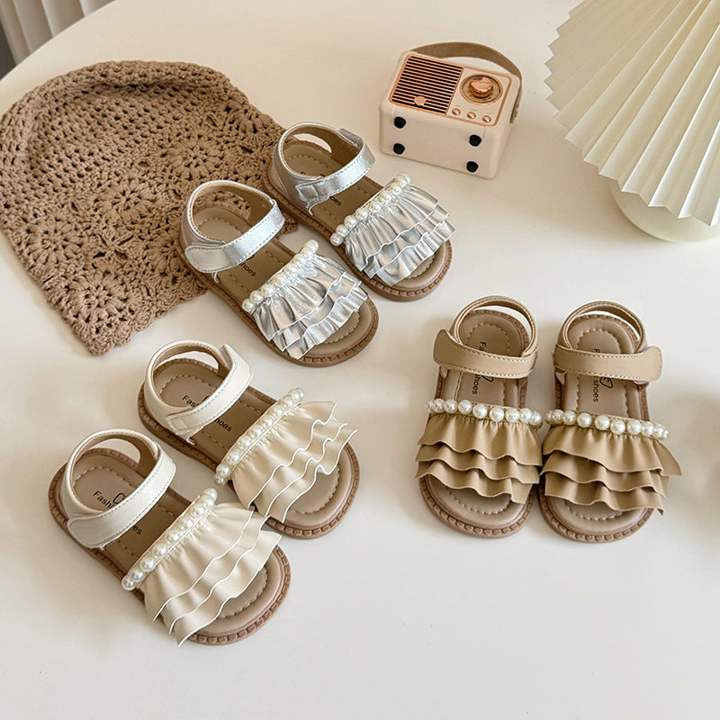 İnci Lotus Yaprağı Kız Prenses Ayakkabıları