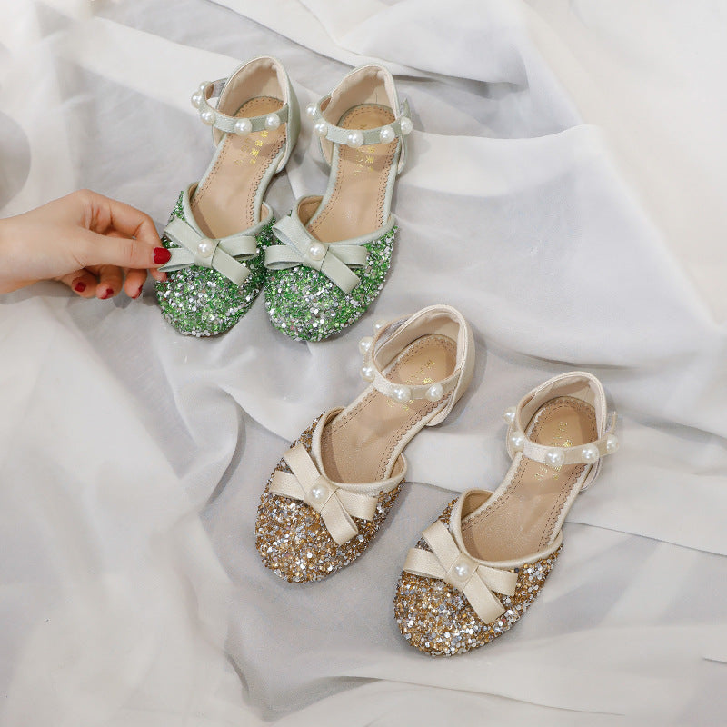 Kız Çocuk Fiyonk Payet Boncuk Prenses Ayakkabı