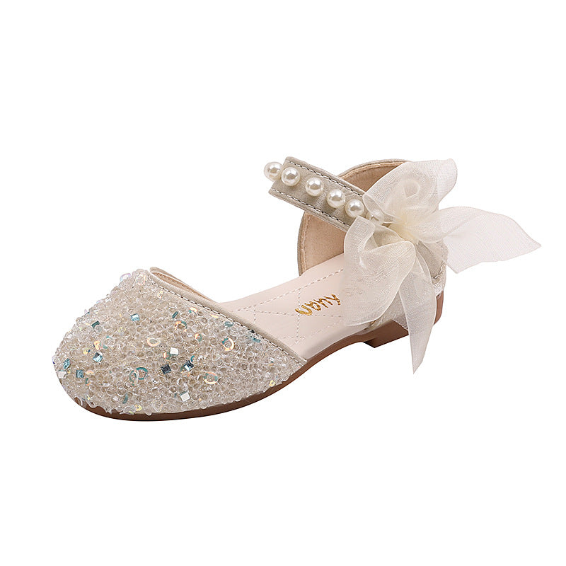 Kız Bebek Sevimli Prenses Deri Ayakkabı Dans Performans Ayakkabıları