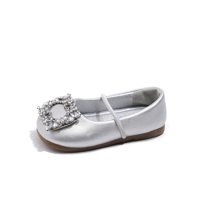 Rahat Kız Çocuk Kare Kristal Deri Ayakkabı