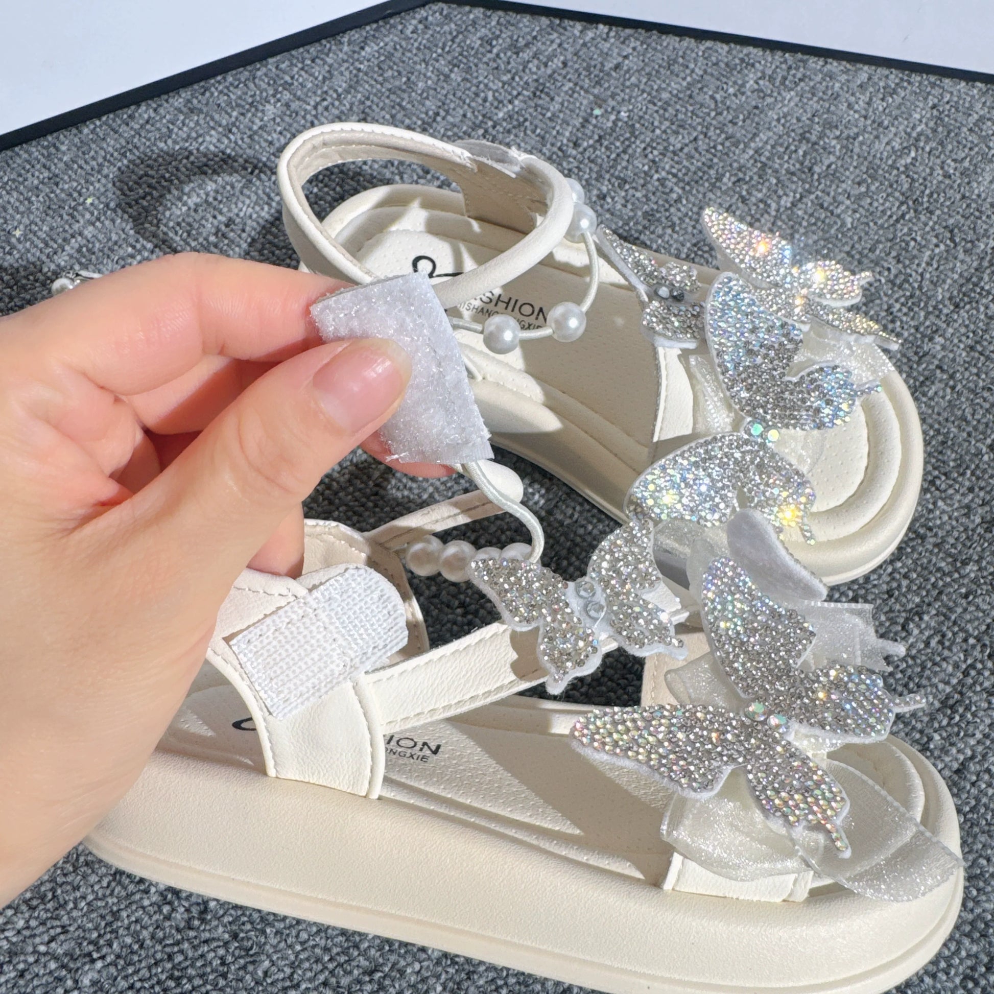 Kızlar Kelebek Payetler Sandalet Yaz İnci Fiyonk Prenses Ayakkabıları