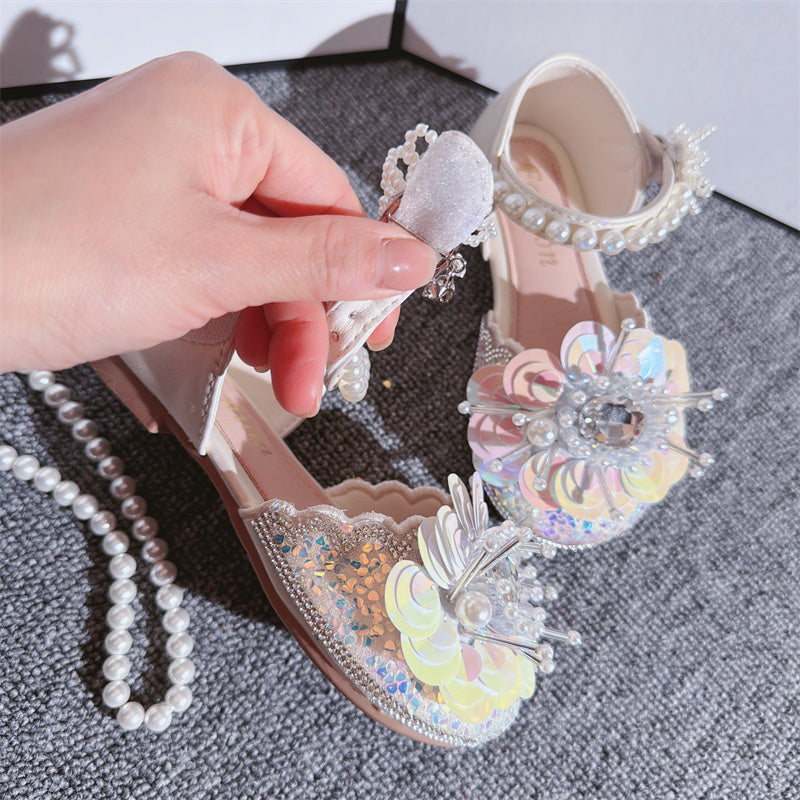 Kız Çocuk Yazlık Yeni Kristal Kelebek İnci Prenses Ayakkabıları