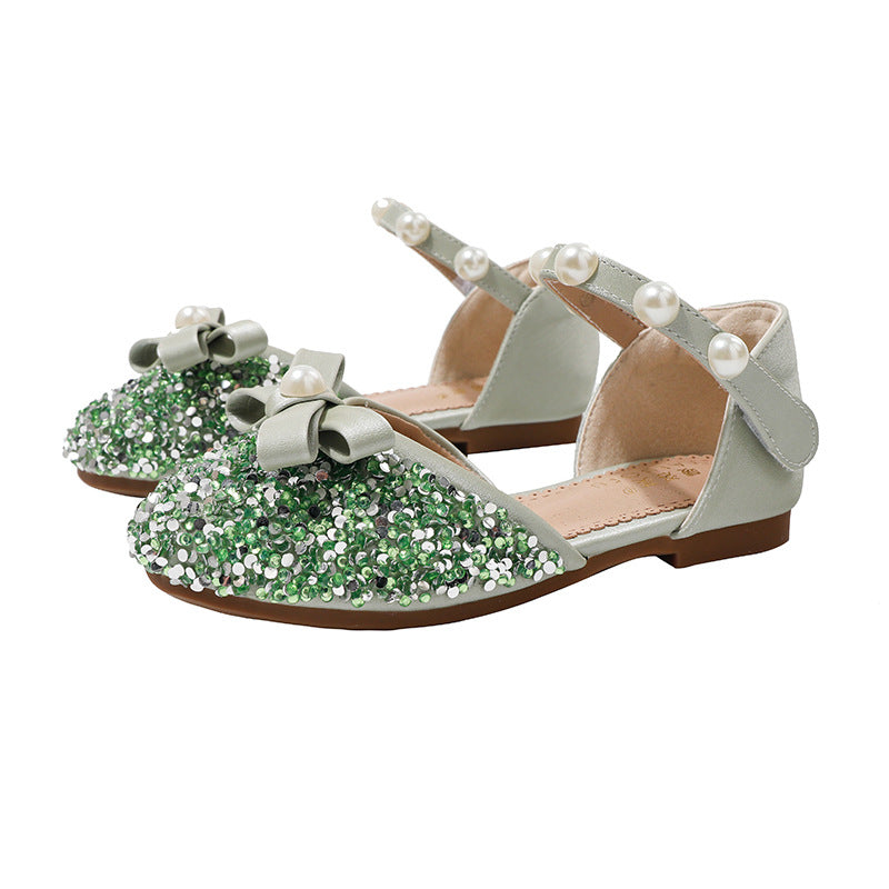 Kız Çocuk Fiyonk Payet Boncuk Prenses Ayakkabı