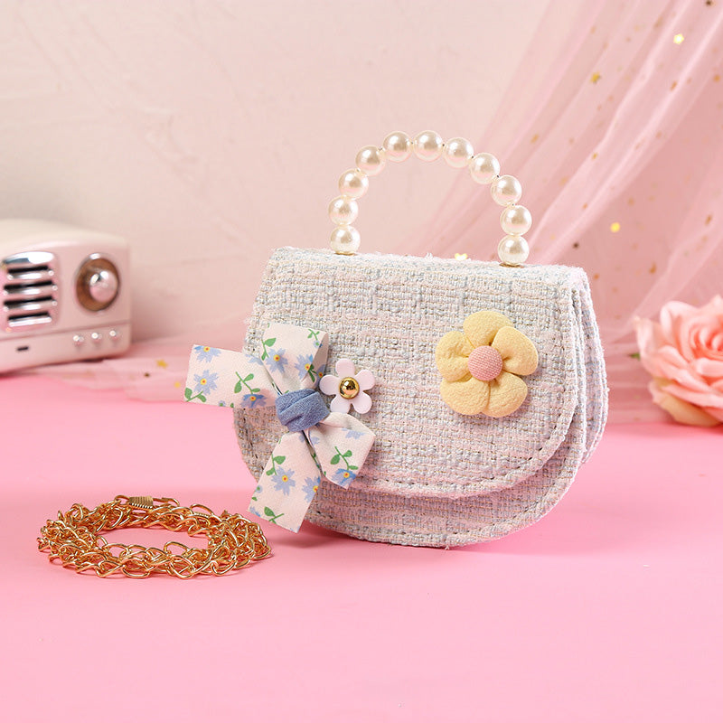 Sevimli Bebek Kız Crossbody İnci Fiyonk Moda El Çantası