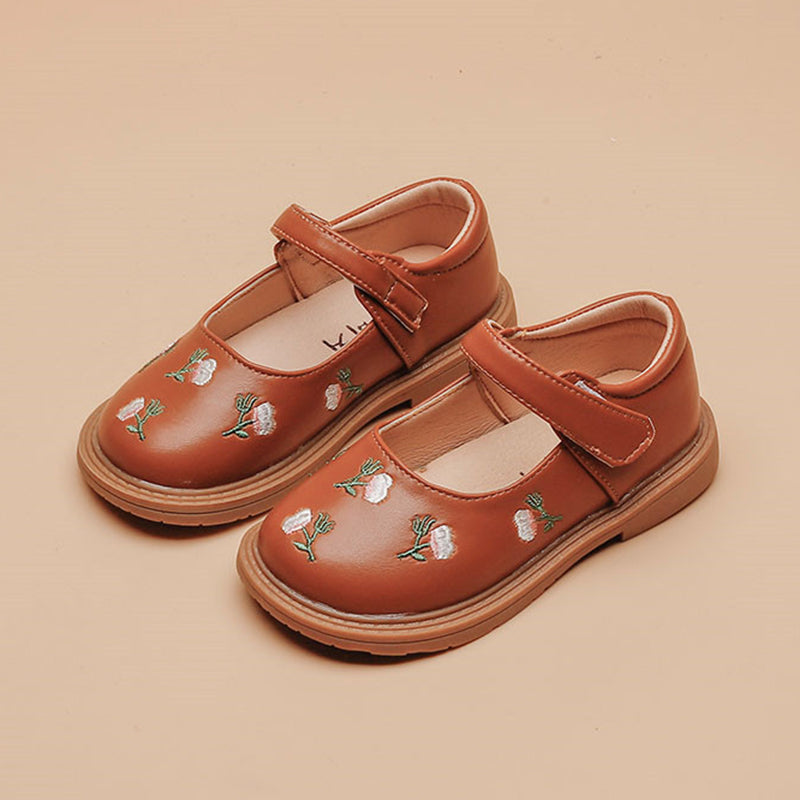 Kız Çocuk Düğün Çiçekçi Kız Prenses Deri Ayakkabı