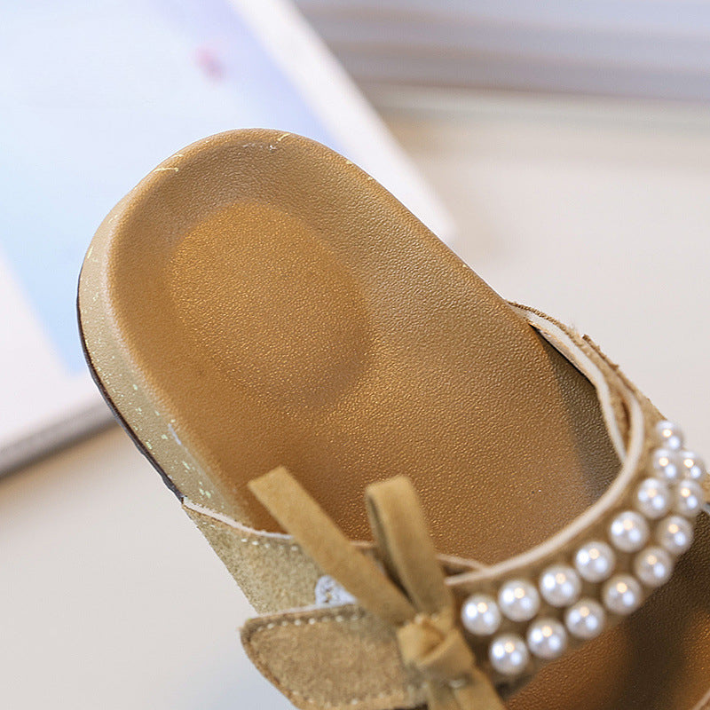 Yaz Yeni Kız Modası İnci Prenses Ayakkabı Sandalet