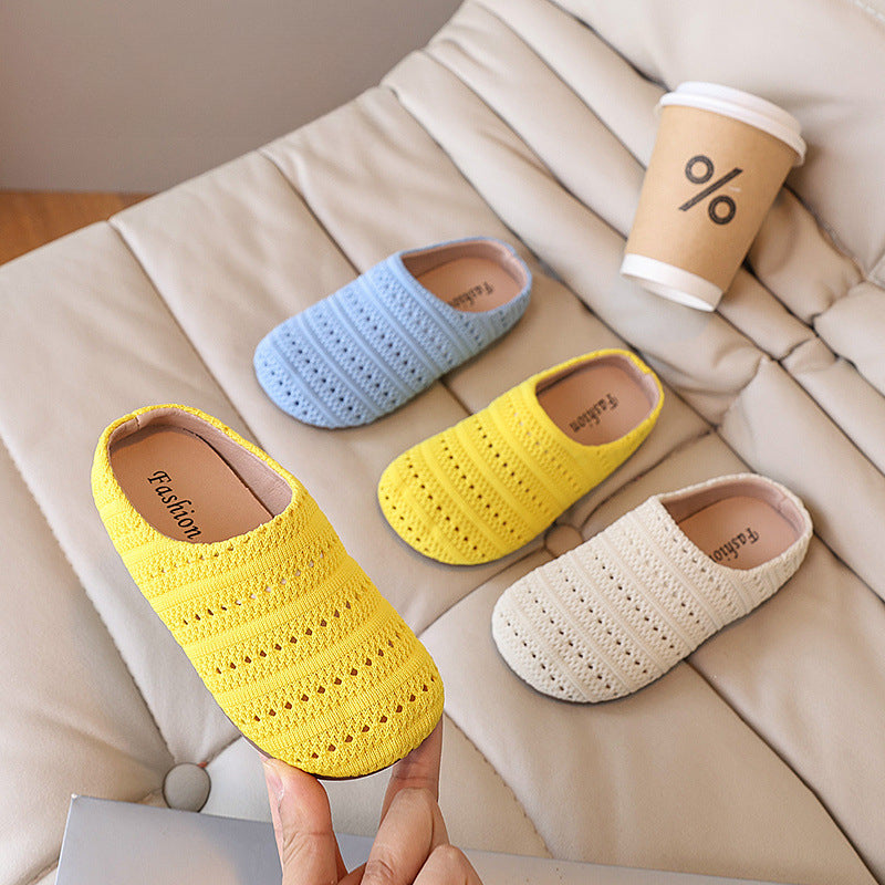 Kız Çocuk Dokuma Burunlu Yazlık Yeni Plaj Ayakkabısı Slip-on Sandalet