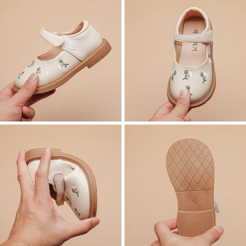 Kız Çocuk Düğün Çiçekçi Kız Prenses Deri Ayakkabı