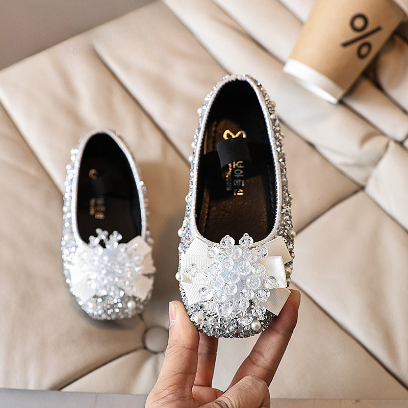 Kız Doğum Günü Prenses Ayakkabı Çocuk Çiçek Rhinestone Ayakkabı