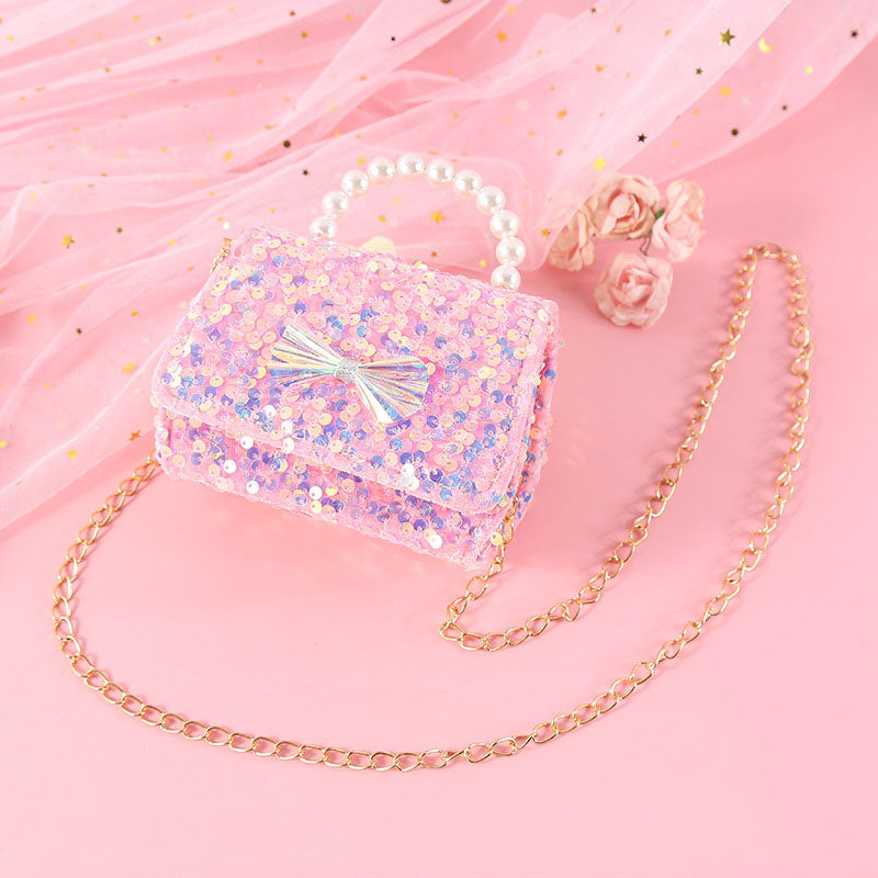 Sevimli Fiyonk Payet Prenses Crossbody Çanta