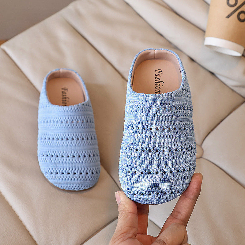 Kız Çocuk Dokuma Burunlu Yazlık Yeni Plaj Ayakkabısı Slip-on Sandalet