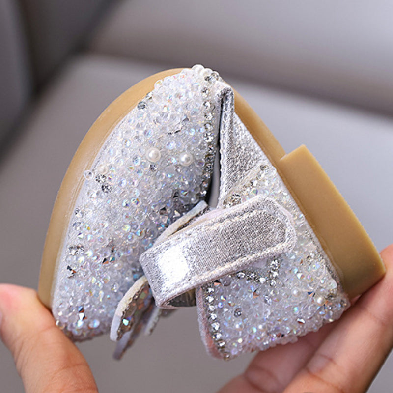 Kız Çocuk Çiçek Prenses Pırlanta Deri Ayakkabı