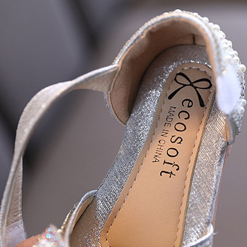 Kız Çocuk Elbise Boncuk Fiyonk Prenses Sandalet