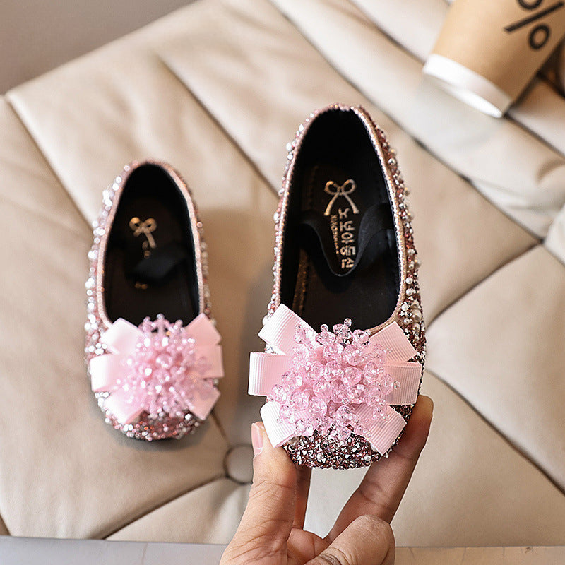Kız Doğum Günü Prenses Ayakkabı Çocuk Çiçek Rhinestone Ayakkabı