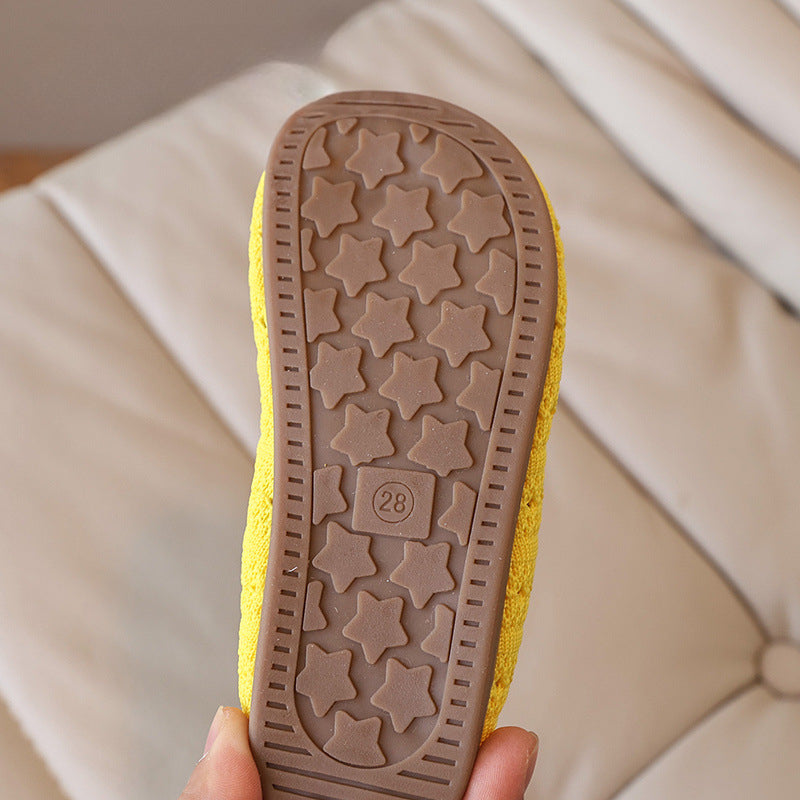 Kız Çocuk Dokuma Burunlu Yazlık Yeni Plaj Ayakkabısı Slip-on Sandalet
