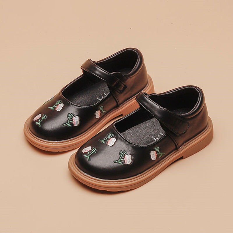 Kız Çocuk Düğün Çiçekçi Kız Prenses Deri Ayakkabı