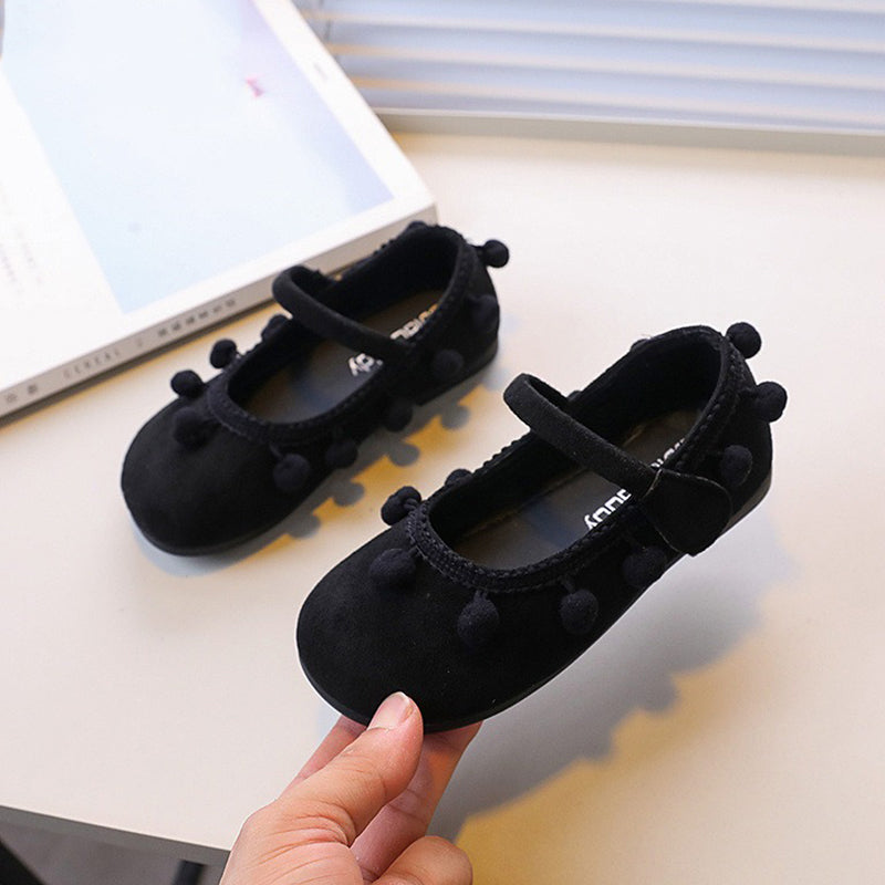 Küçük Fasulye Süslemeli Sevimli Yuvarlak Burunlu Prenses Ayakkabıları